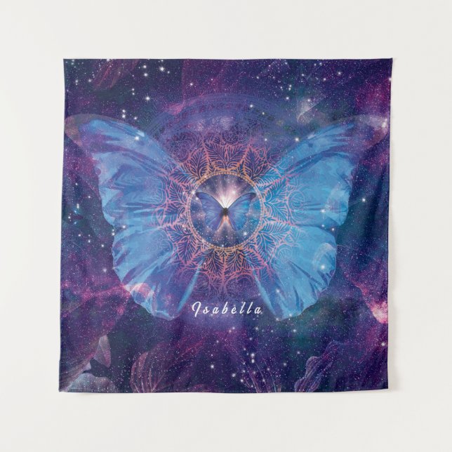 Tenture Papillon Morpho / Galaxie Mandala (Devant)