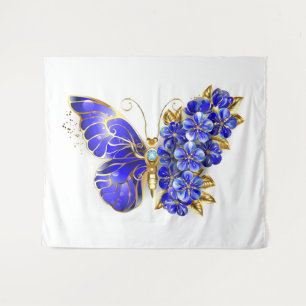 Tenture Papillon saphir à fleurs