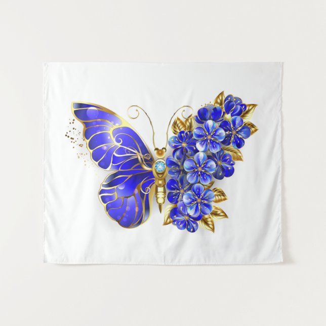Tenture Papillon Saphir Fleur (Devant (Horizontal))