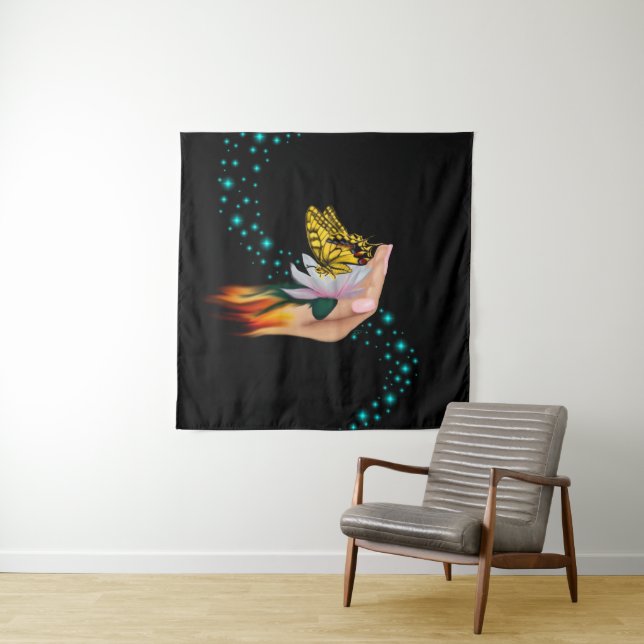 Tenture Papillon sur Lotus Bloom (En situation)