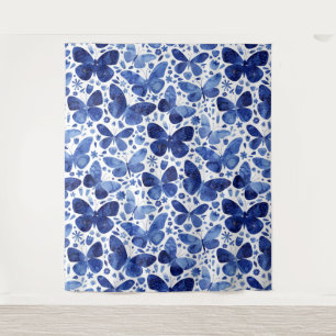 Tenture Papillons Aquarelle Bleu
