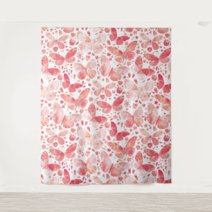 Tenture Papillons Aquarelle Corail rose