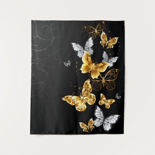 Tenture Papillons blancs et dorés (Devant)