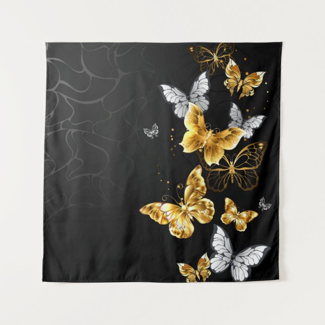 Tenture Papillons blancs et dorés (Devant)