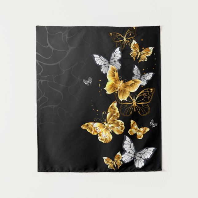 Tenture Papillons blancs et dorés (Devant)