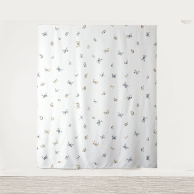 Tenture Papillons bleus et crème Charmante Faune des jardi (Devant)