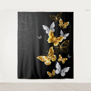 Tenture Papillons dorés et blancs