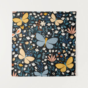 Tenture Papillons Floral : Main Tirée Sans Couture.