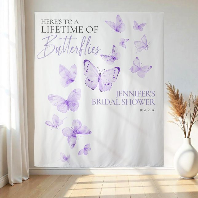 Tenture Papillons Lavender Fête des mariées Backdrops (Créateur téléchargé)