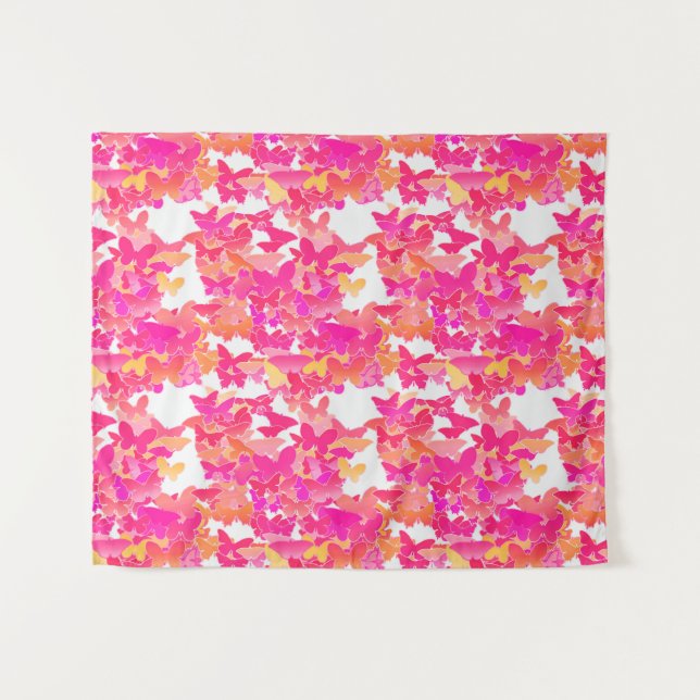 Tenture Papillons, rose, fuchsia et corail (Devant (Horizontal))