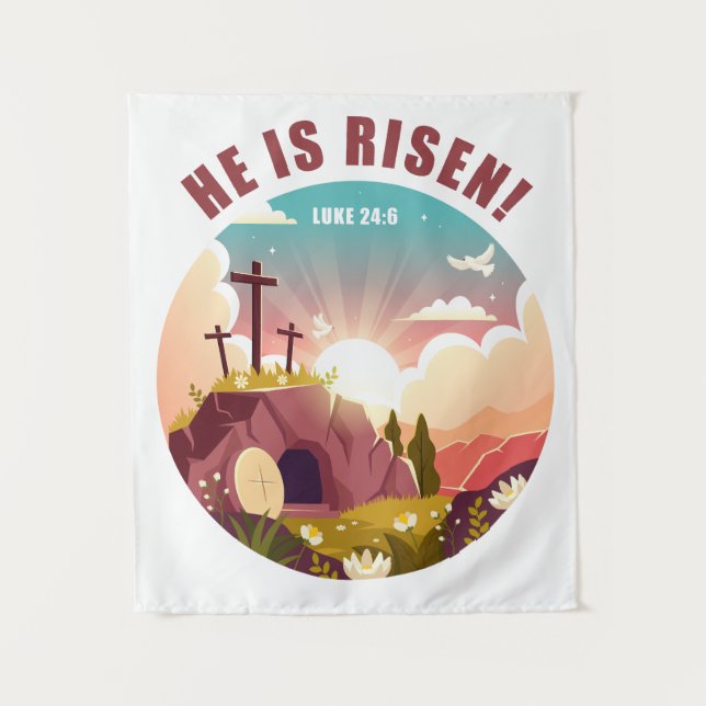 Tenture Pâque chrétienne inspirant Jésus de Pâques (Devant)