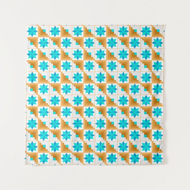 Tenture Parchemin multicolore motif géométrique (Devant)