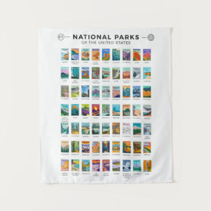 Tenture Parcs nationaux des États-Unis Liste Vintage