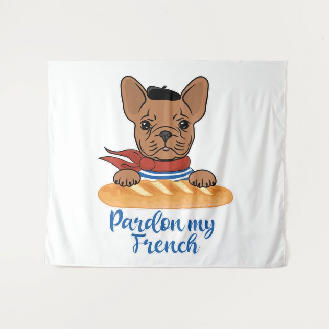 Tenture Pardon My French - Funky French Bulldog (Devant (Horizontal))