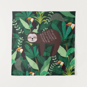 Tenture Paresse mignonne en vert tropical illustration mot