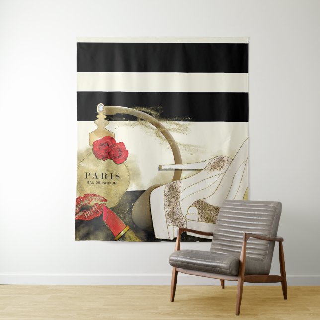 Tenture Parfum Paris Parfums Roses Talons & Rouge à Lèvres (En situation)