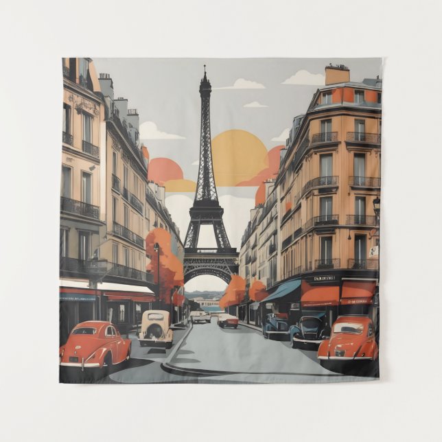 Tenture Paris poster vintage (Devant)