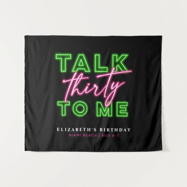 Tenture Parle-moi trente sales 30 Néon vert & rose (Devant (Horizontal))