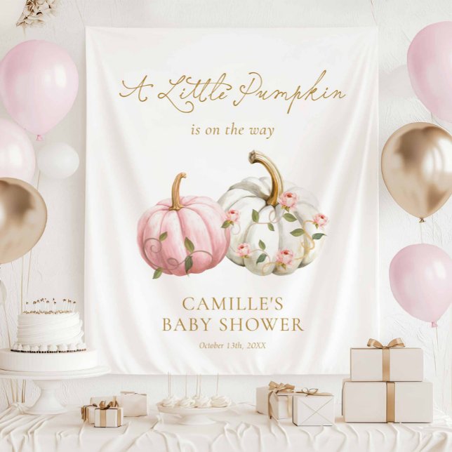 Tenture Parti Citrouille de la chute rose (Autumn Girl Baby Shower Party Photo Backdrop)