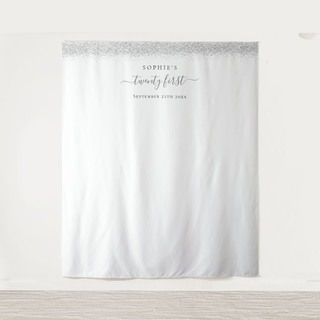Tenture Parties scintillant Argent 21ème Arrière - plan po (Devant)