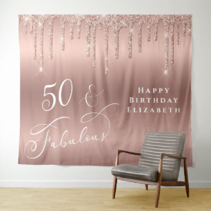 Tenture Parties scintillant d'or rose 50e anniversaire de