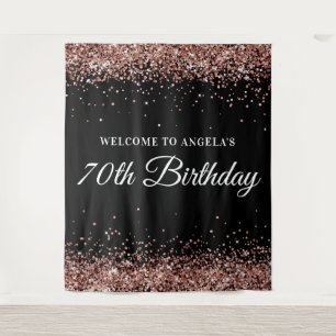Tenture Parties scintillant or rose et noir 70e anniversai