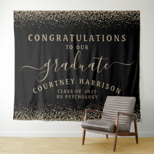 Tenture Parties scintillant Script Calligraphie Graduation