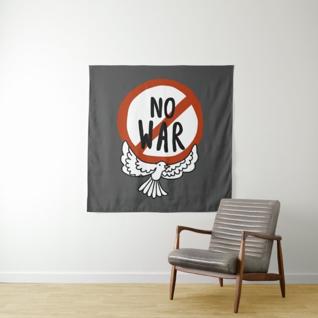 Tenture Pas de guerre avec la colombe (En situation)