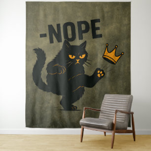 Tenture Pas De Rois En Amérique Chat Noir Drôle Kicking Cr