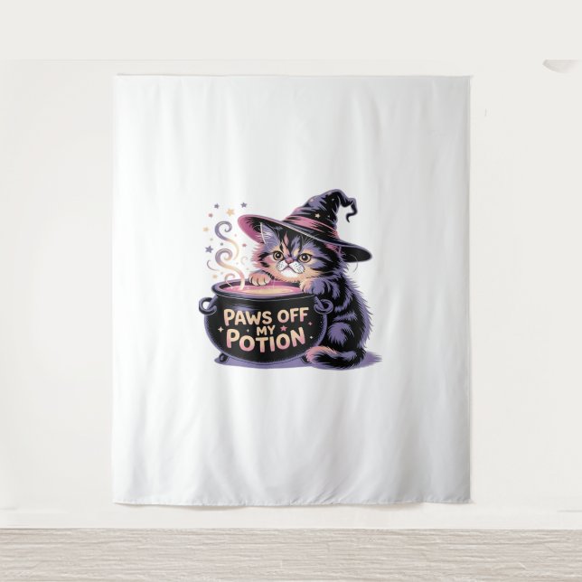 Tenture Passe De Ma Potion, Kawaii Halloween Witch Cat Cla (Devant)