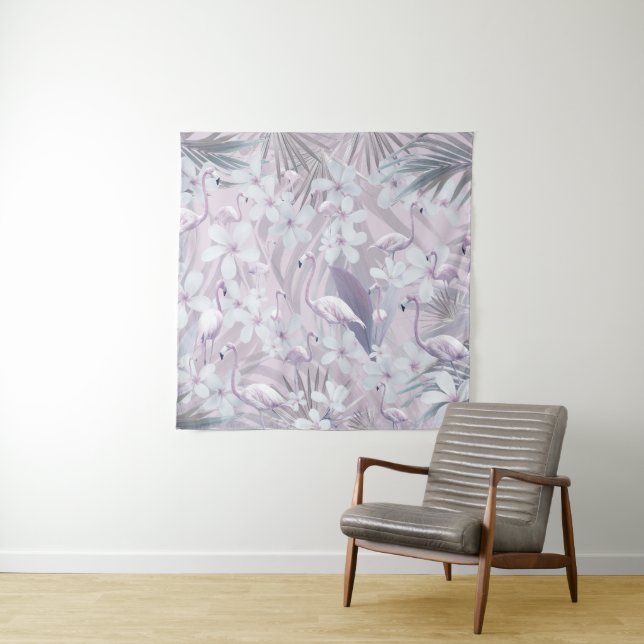 Tenture Pastel Flamant rose Jungle Love 4 #art #tropical (En situation)