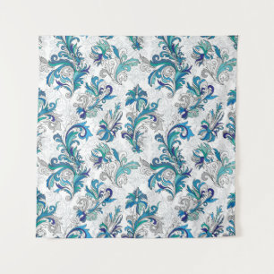 Tenture Pastel Floral Doodle Motif Vintage.