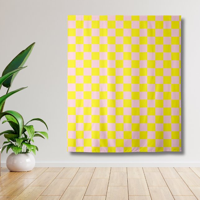 Tenture Pastel Rose Jaune À damiers damier Vintage (Créateur téléchargé)