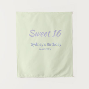Tenture Pastel vert violet nom gras 16ème anniversaire