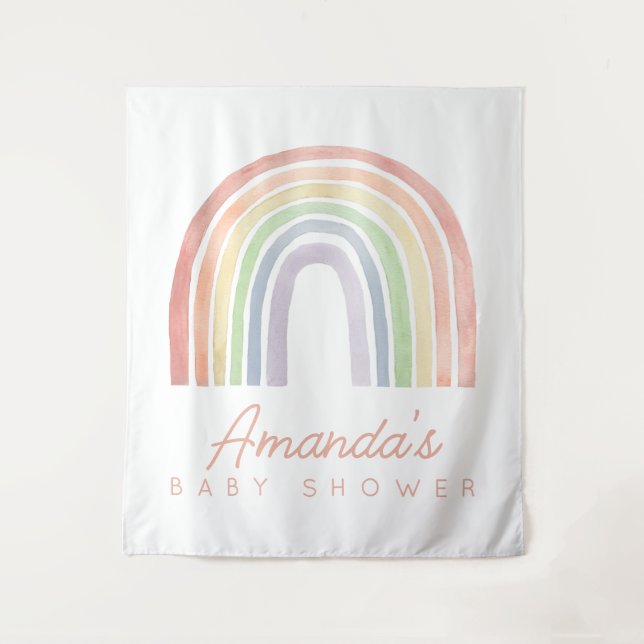 Tenture Pastel Watercolor Arc-en-ciel Baby shower fond (Devant)