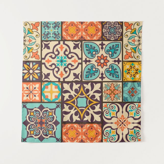 Tenture Patchwork coloré Islam Motifs Carrelage (Devant)