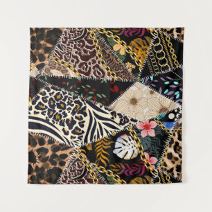 Tenture Patchwork Leopard : Ethnic Lining Design.