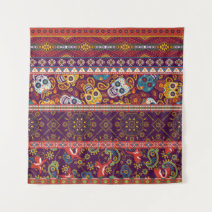 Tenture patchwork mexicain : design vintage traditionnel.
