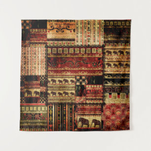 Tenture Patchwork motif africain grunge imprimer arrière -