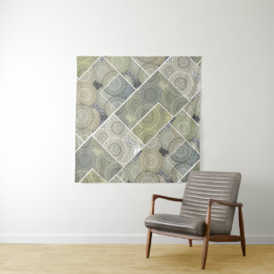 Tenture Patchwork quilt céramique cercles carreaux mandala