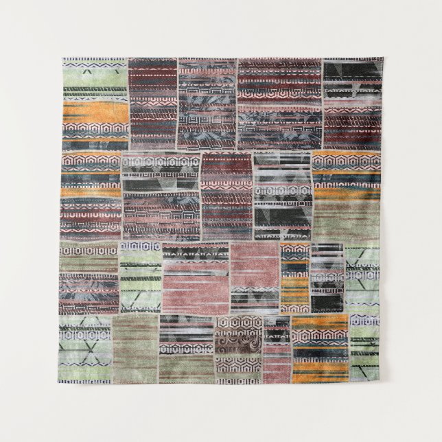 Tenture Patchwork Quilt Collage Impression transparente. (Devant)