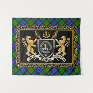 Tenture Paterson Clan Badge & Motto avec Lions