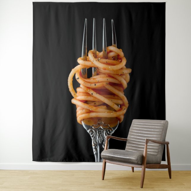 Tenture Pâtes filées sur une Fourche, Spaghetti alimentair (En situation)