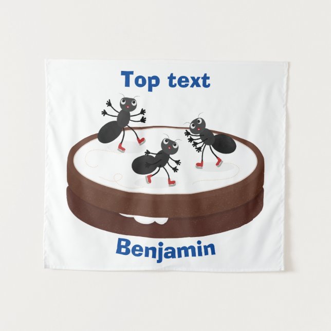 Tenture Patinage sur glace de fourmis joyeuses sur dessin  (Devant (Horizontal))