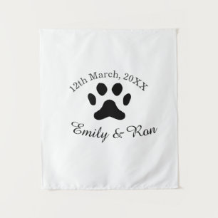 Tenture Patte de chien noire nom de couple de mariage date