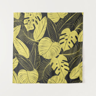 Tenture Patte Tropicale Noir Jaune Deux Tons