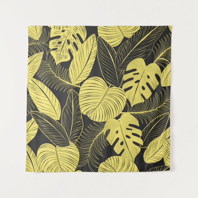 Tenture Patte Tropicale Noir Jaune Deux Tons (Devant)