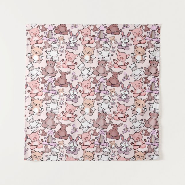 Tenture Patter les yoga poses | Yoga seamless pattern 48 (Devant)