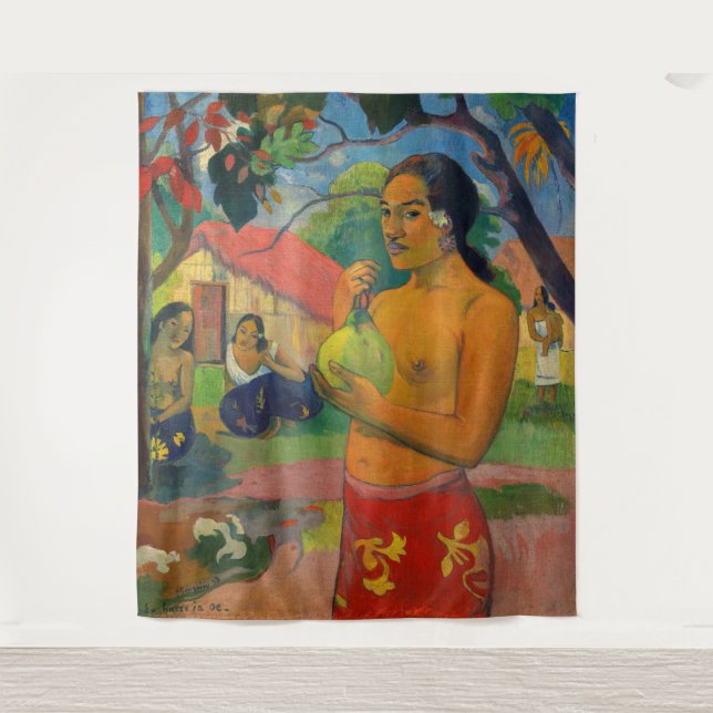 Tenture Paul Gauguin - Une femme tenant un fruit (Devant)