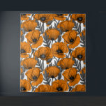 Tenture Pavot orange sur blanc<br><div class="desc">Motif vectoriel fait de pavots dessinés à la main.</div>